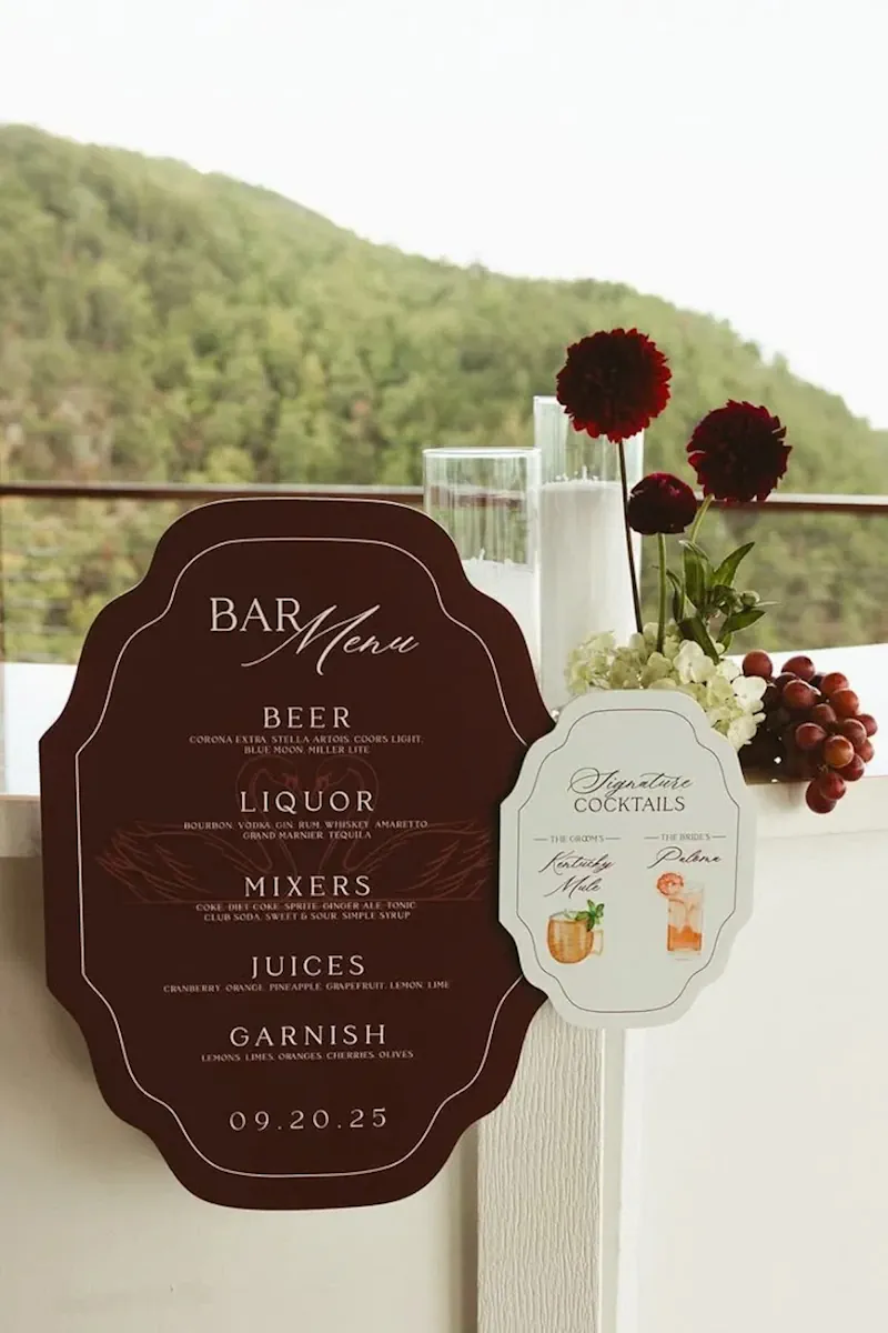 Custom wedding menu cards for weddings in Bali