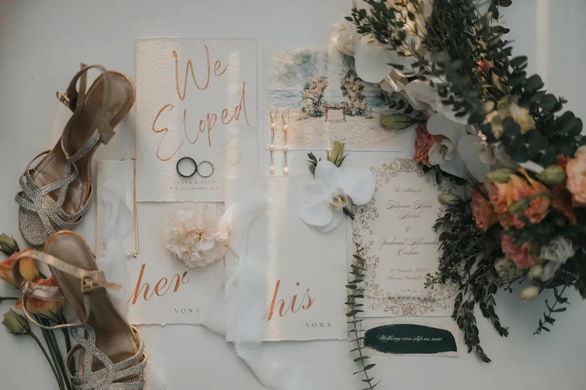 Elopement wedding stationery and keepsake printing in Bali